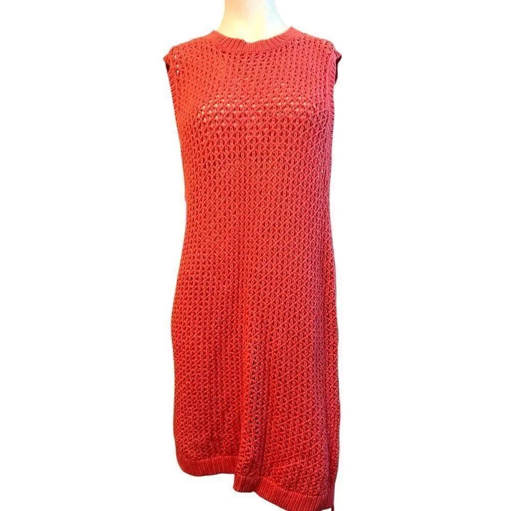 Fresh Produce Women's XL XXL Sleeveless Crochet Open Knit Cover Up Pullover